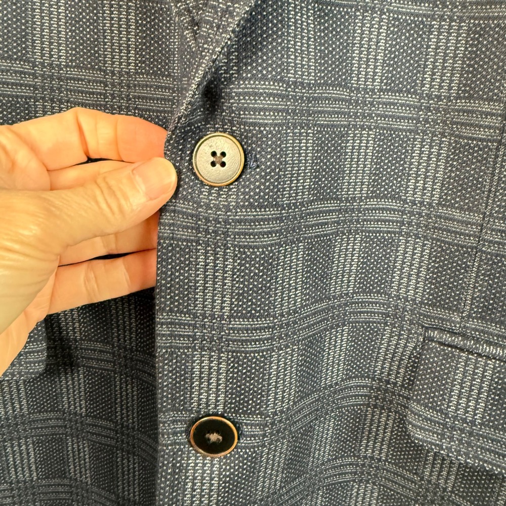 UnTuckit Blue Windowpane Plaid Cotton Blend Blazer 44R Office Business Casual - Picture 10 of 10